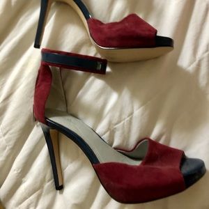 SOLD! Calvin Klein Phylicia sexy zip back suede heels!
